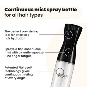 Tangle Teezer Fine Mist Bottle in use delivering even spray for detangling curls