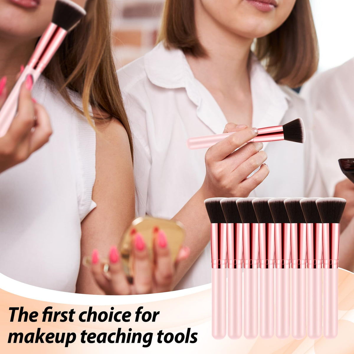 Tanlade 10-piece makeup brush kit displayed for versatile makeup tasks.
