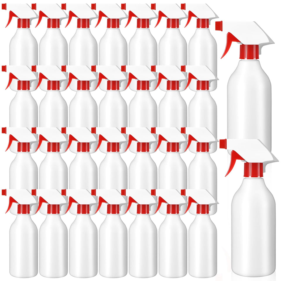 Tanlade 30-pack spray bottles with red adjustable nozzles for versatile misting and cleaning tasks