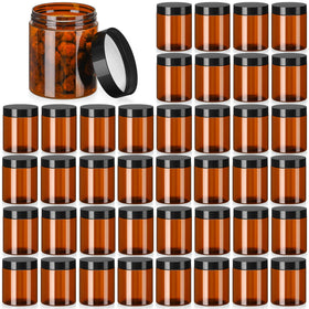 Tanlade amber 8oz jar with lid seal, durable cosmetic storage for travel.