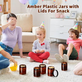 Tanlade 40-piece amber jar set, organized home storage.