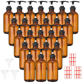 Tanlade 8 oz amber glass pump bottle for DIY lotions and soaps.