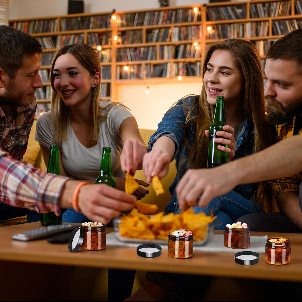 Tanlade 100-pack amber jars ready for business or personal use.