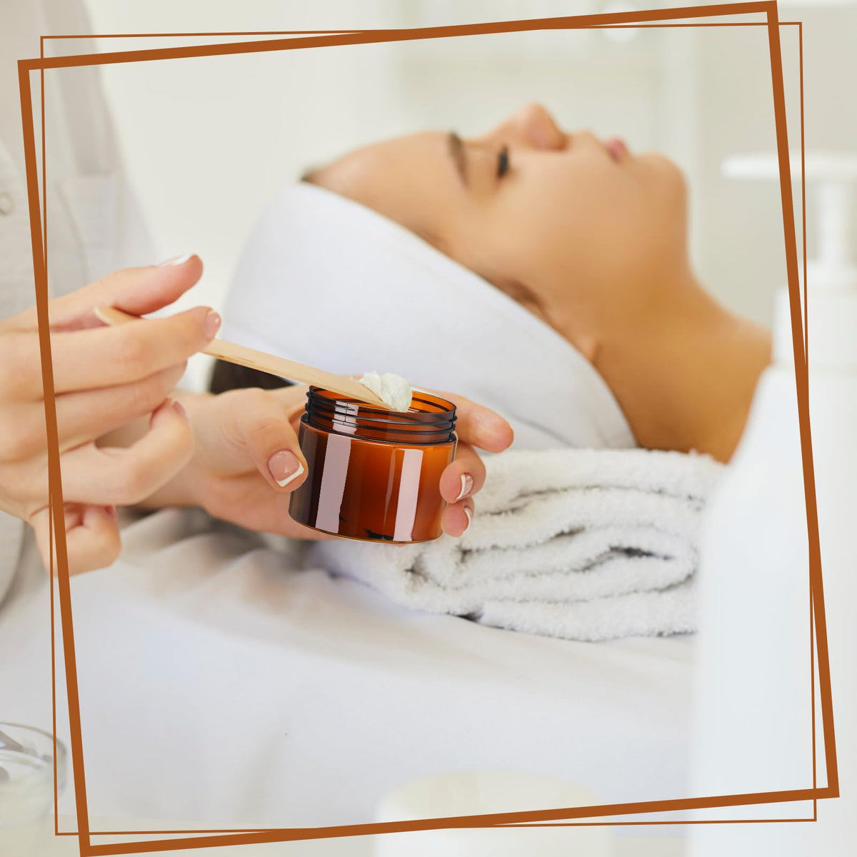 Tanlade amber jars arranged for cosmetics and spices storage options.