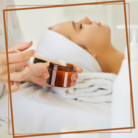 Tanlade amber jars arranged for cosmetics and spices storage options.
