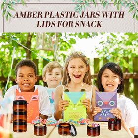 Tanlade bulk 100 pack amber jars for easy bulk storage of beauty products.