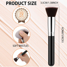 Tanlade flat-top brush applying liquid foundation for even coverage