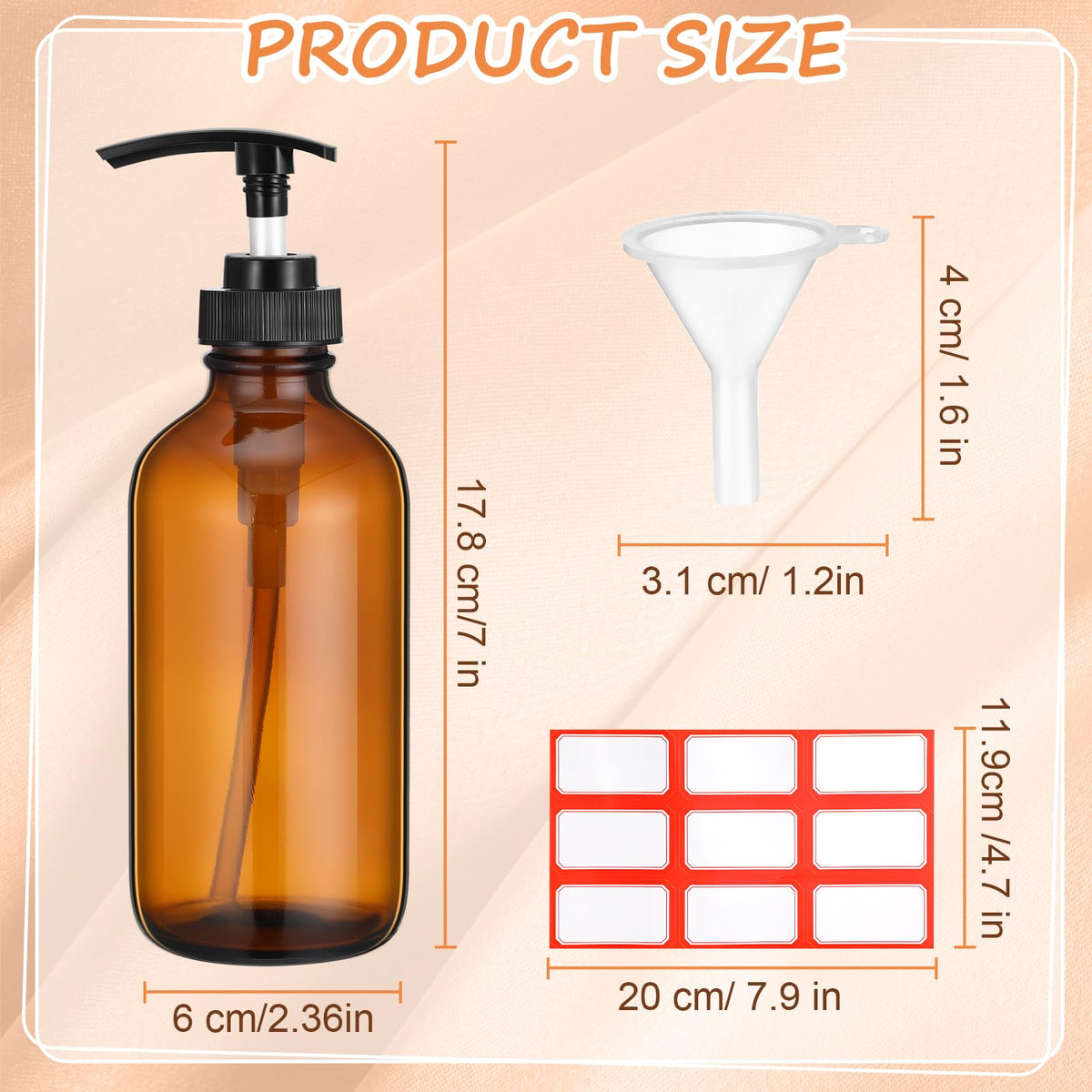 Tanlade label sheets for organizing amber bottles in bathroom or kitchen.