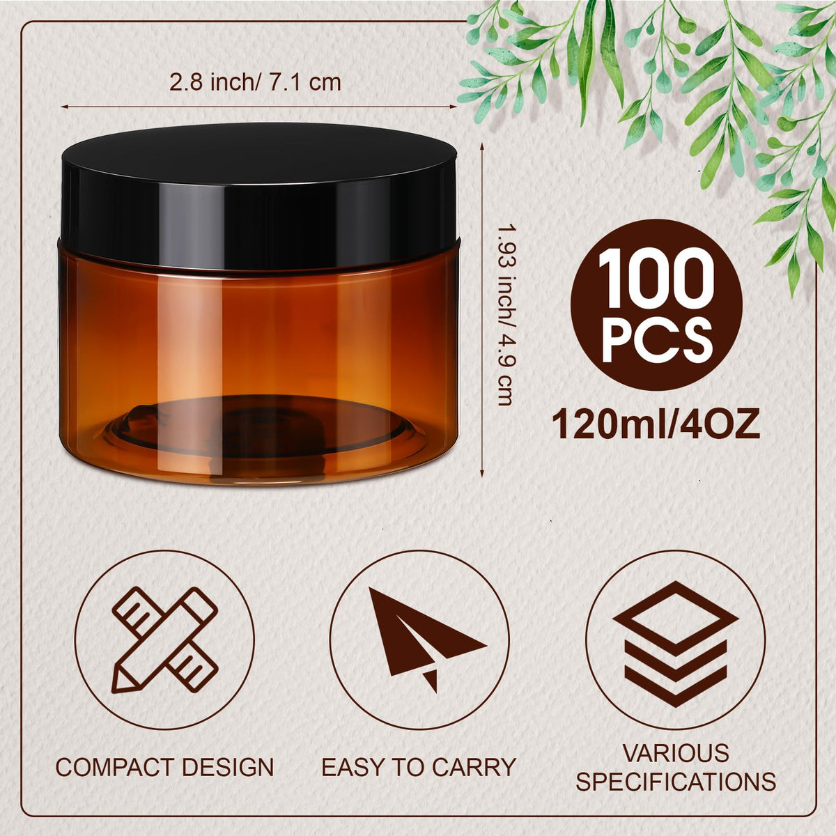 Tanlade leakproof amber jar with gasket seals to prevent spills and preserve freshness.