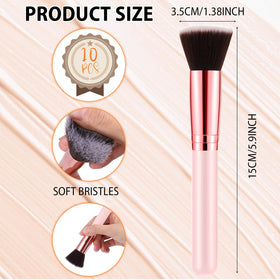 Tanlade pink-handle foundation brush in use for a pore-free finish.
