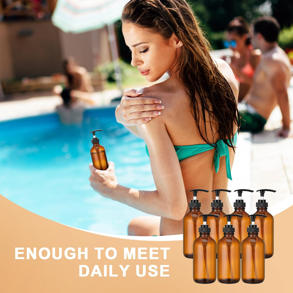 Tanlade thick-glass pump bottle keeps contents safe and stable.