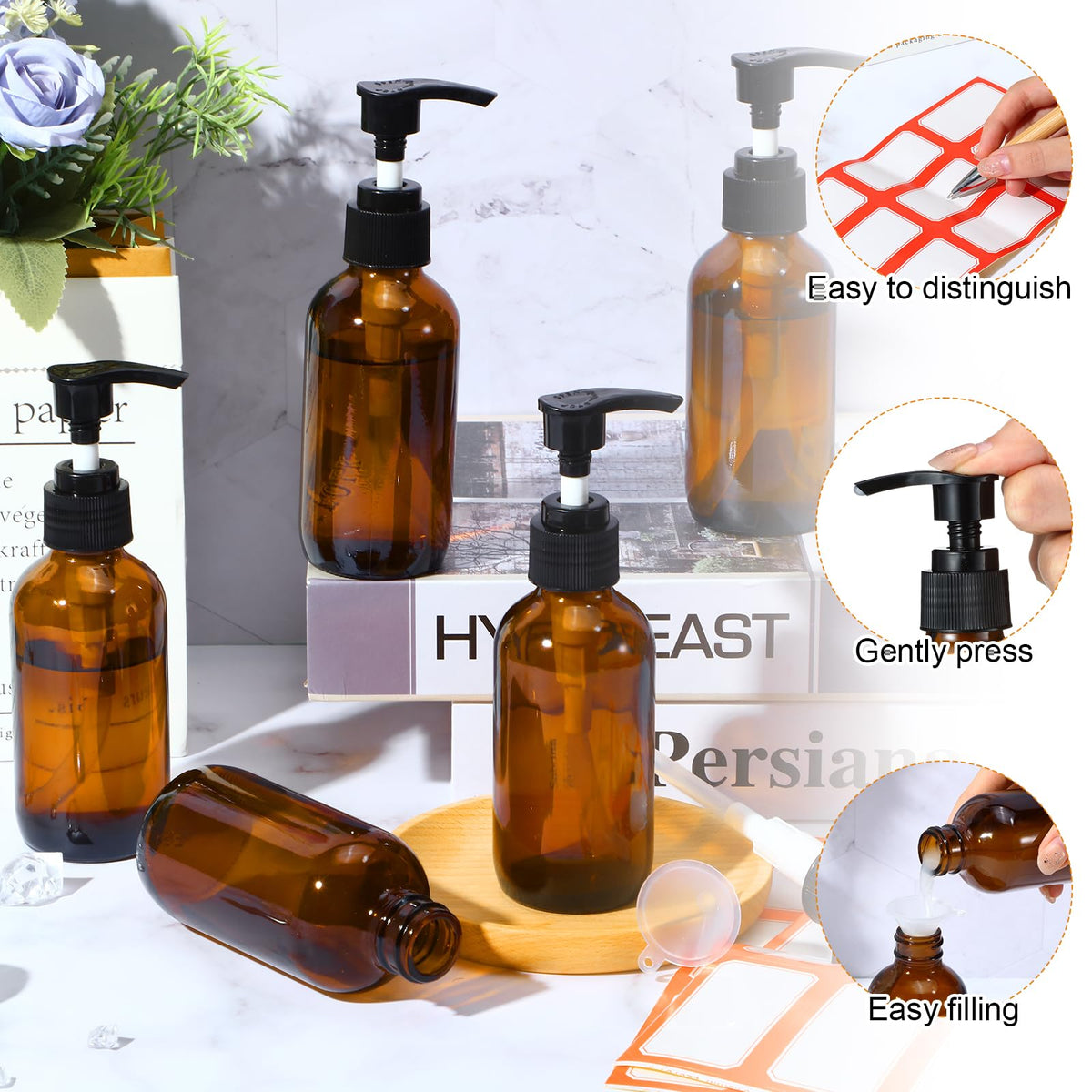 Tanlade transparent funnel included for mess-free transfers