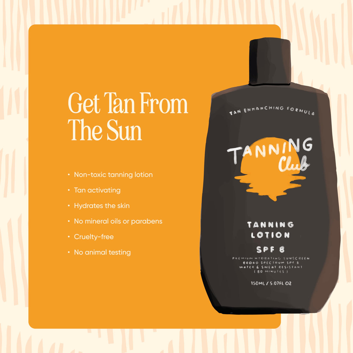 Outdoor use scenario with Tanning Club SPF 8 lotion