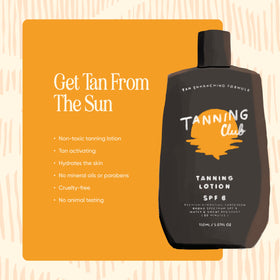 Outdoor use scenario with Tanning Club SPF 8 lotion