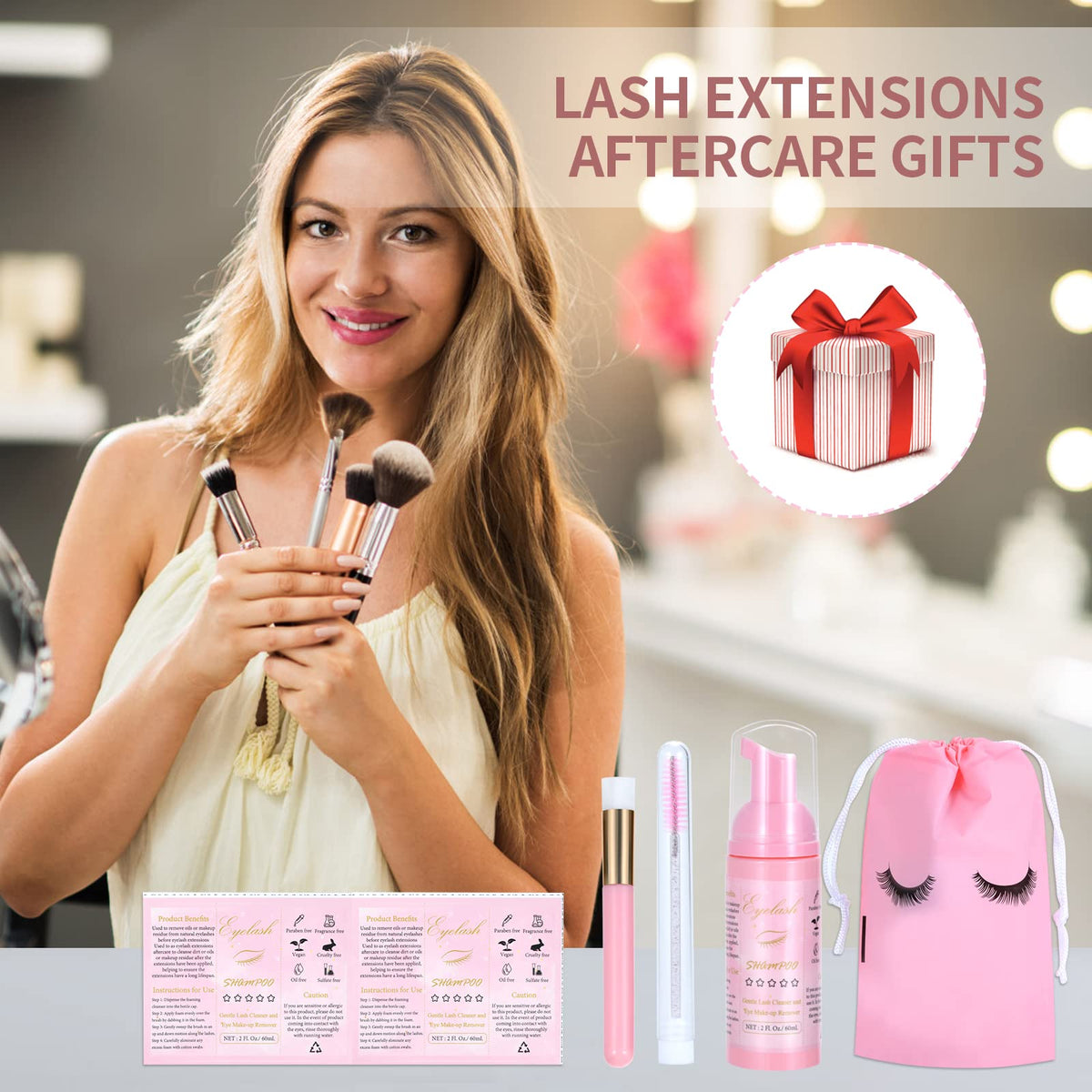 Tannova eyelash aftercare organizer bag set in pink