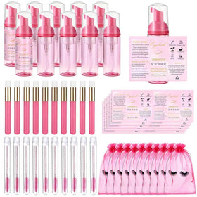 Tannova Rose Red 50-piece lash kit packaging shows convenient at-home aftercare bundle for easy lash upkeep.