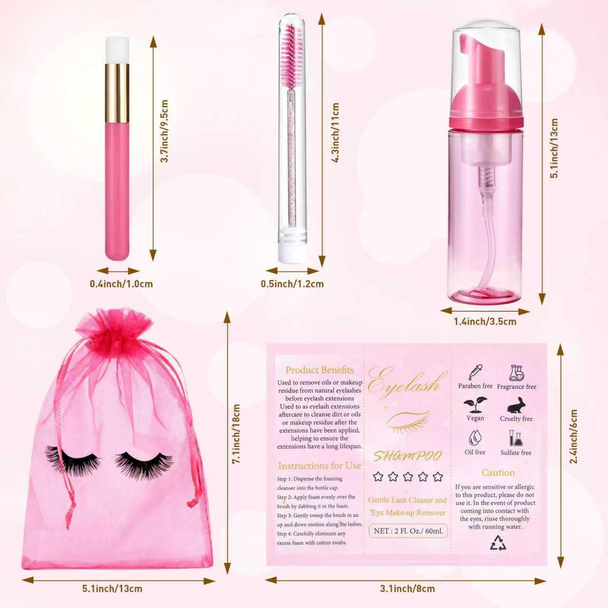 Tannova Rose Red empty foam bottles showcase precise dispensing for clean lash care routines.