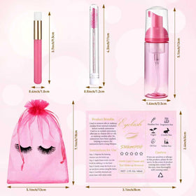 Tannova Rose Red empty foam bottles showcase precise dispensing for clean lash care routines.