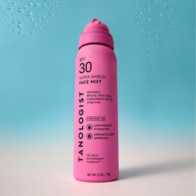 Tanologist SPF 50 Super Shield Face Mist 73 ml keeps skin protected outdoors.