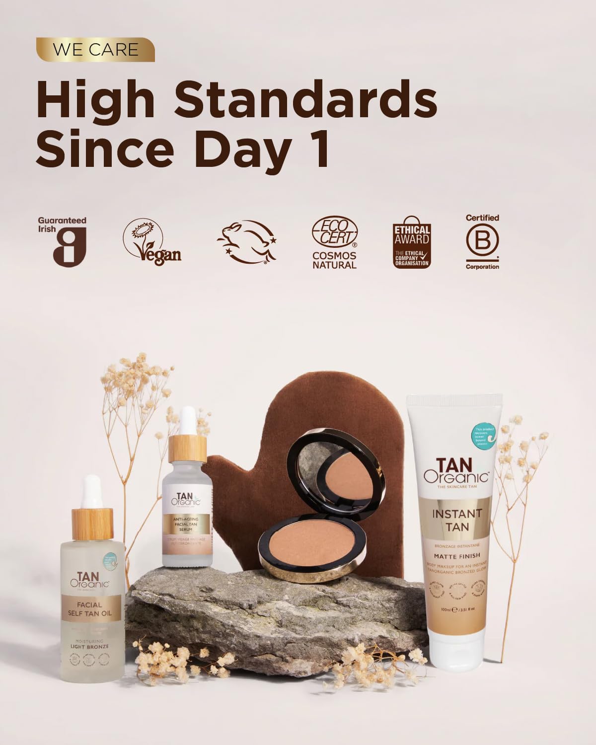 TanOrganic Self Tanning Oil packaging highlights eco-certified, vegan credentials