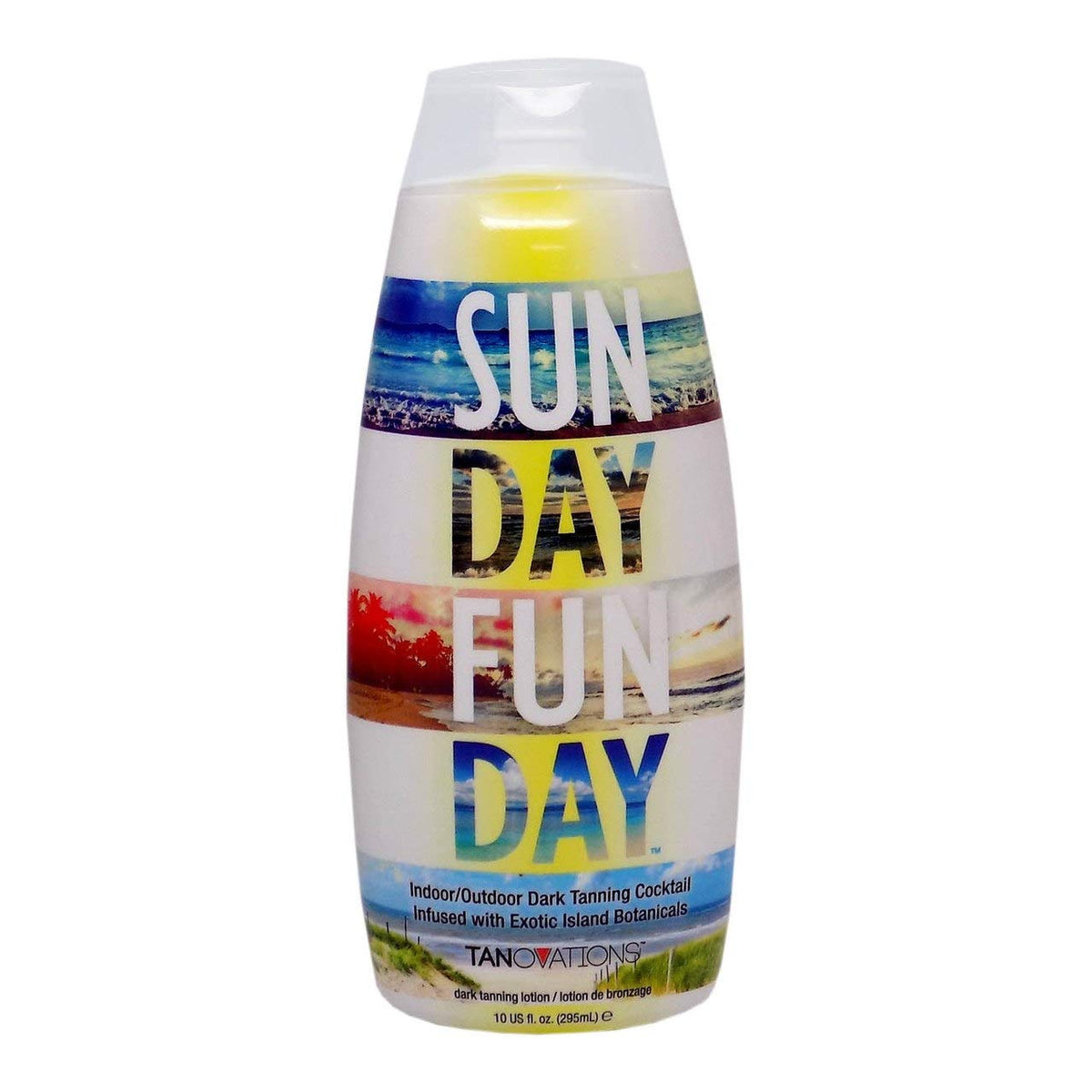Tanovations Sun Day Fun Day bottle with tropical oils for hydrated tanning