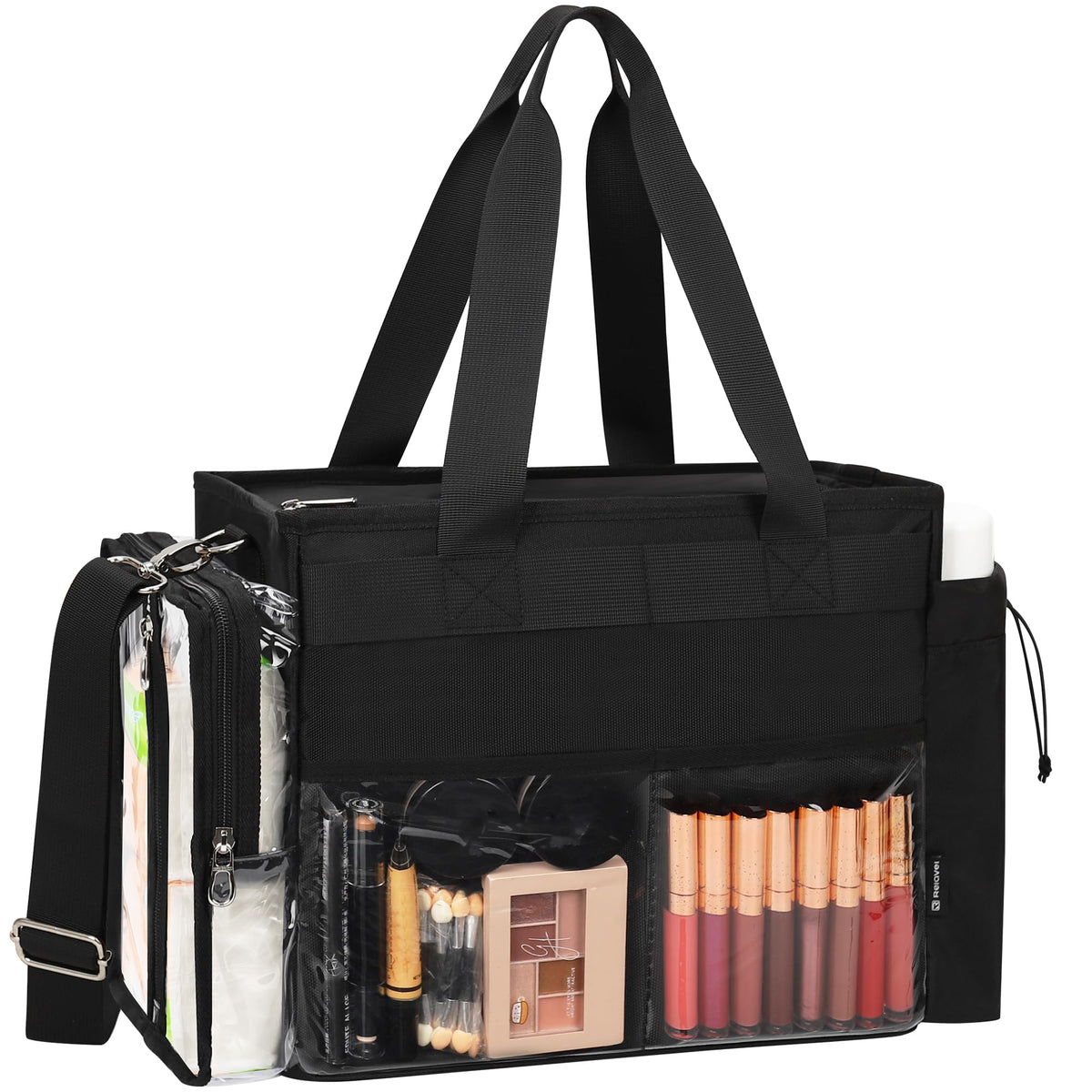 TANTO extra-large makeup bag with open compartments for fast access and visibility.