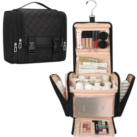 TANTO hanging toiletry bag showing spacious capacity for travel essentials.