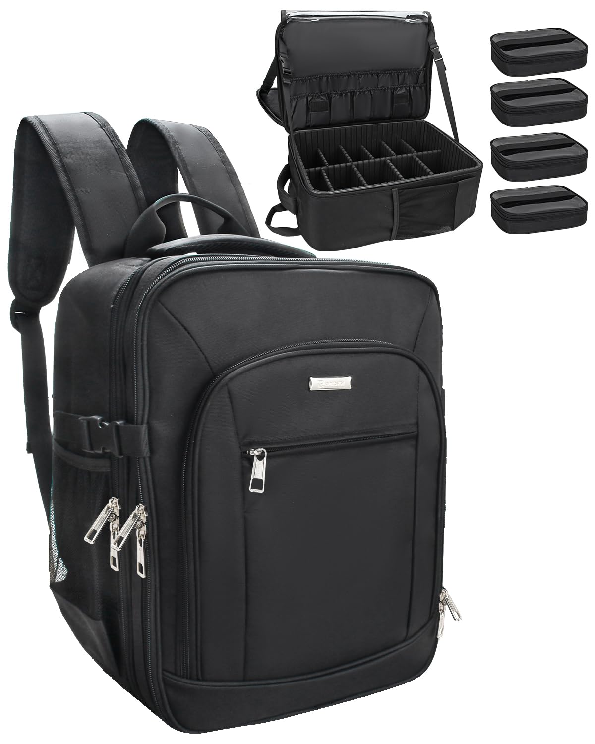 TANTO makeup backpack with double-layer design for neat cosmetics on the go.