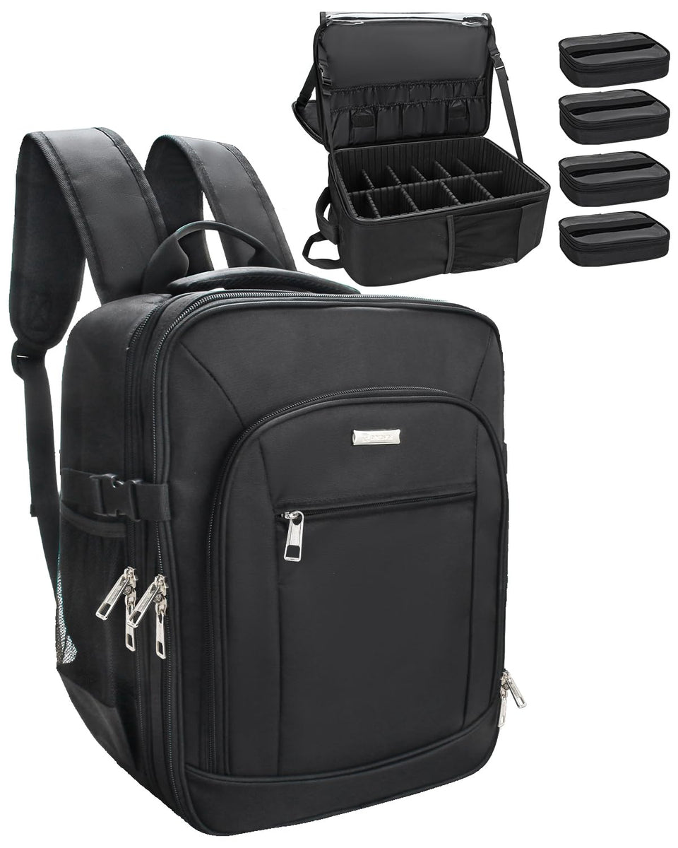 TANTO makeup backpack with double-layer design for neat cosmetics on the go.
