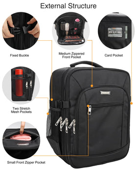 TANTO makeup backpack professional layout with multiple pockets for cosmetics and tools.