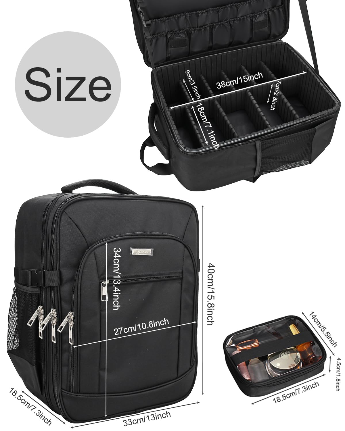 TANTO makeup backpack ergonomic carry with breathable straps and back support.