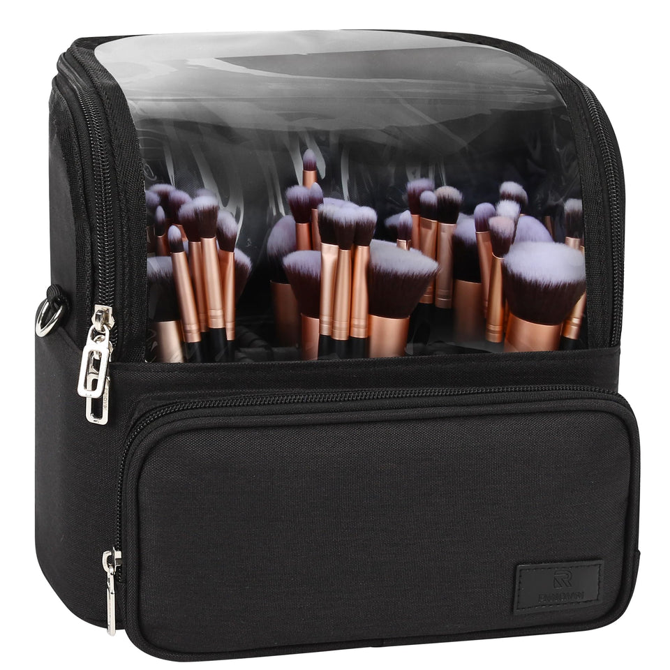 TANTO makeup brush bag stand-up design keeps brushes organized and accessible.