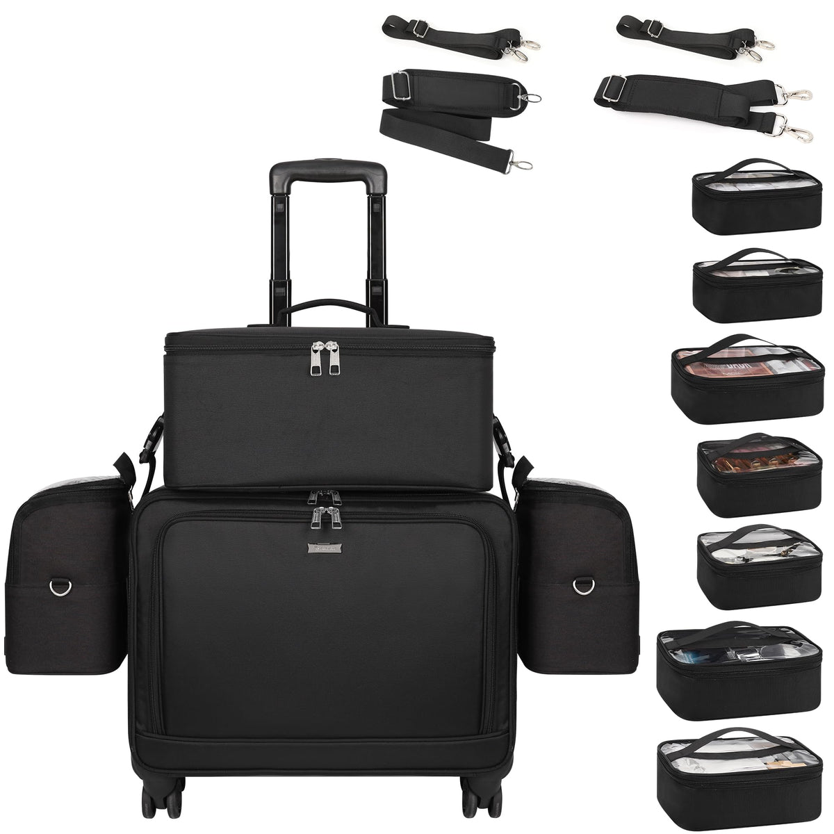 TANTO rolling makeup train case with wheels for smooth transport
