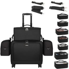 TANTO rolling makeup train case with wheels for smooth transport