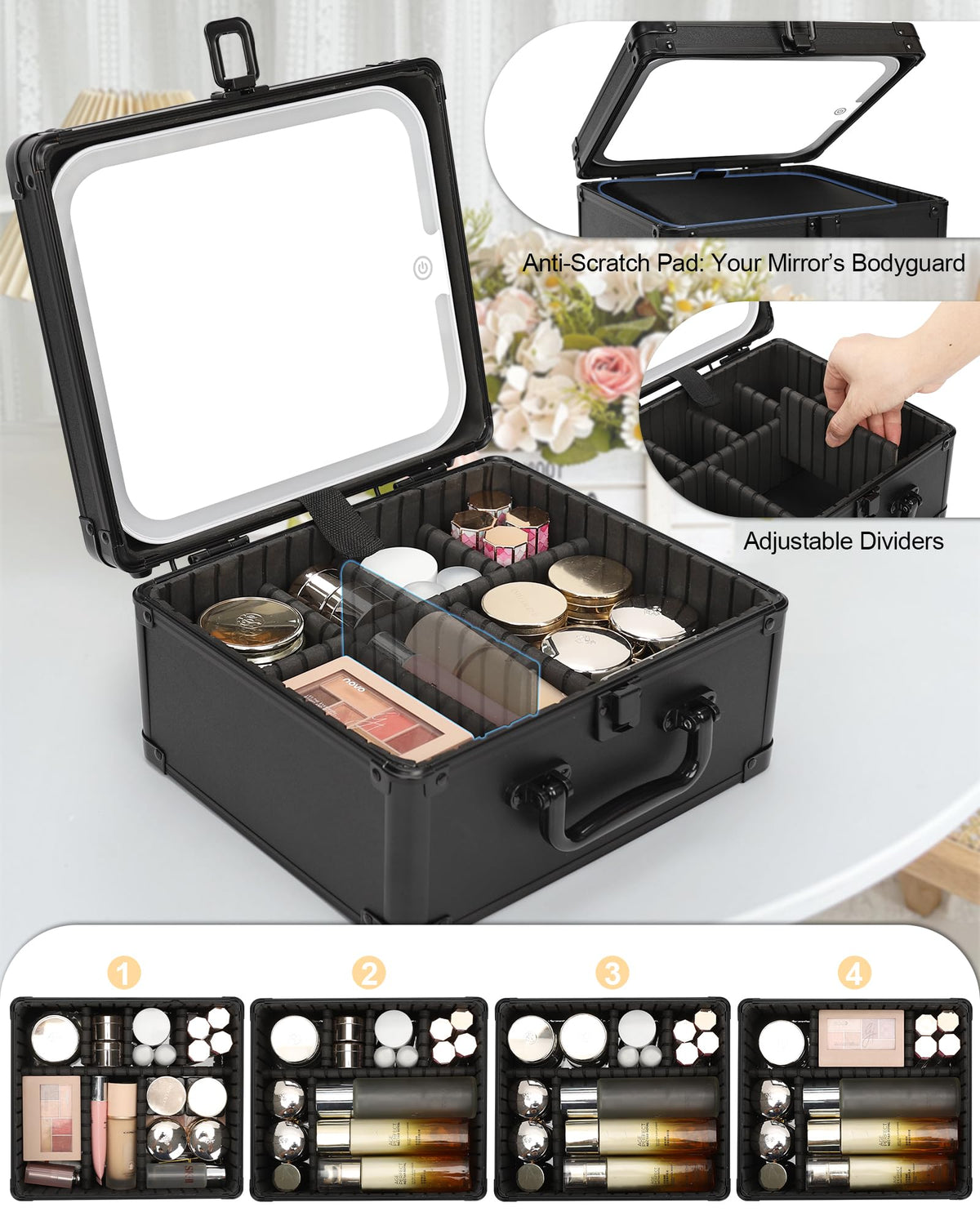 TANTO rotatable desk mirror with 360° tilt for precise application.