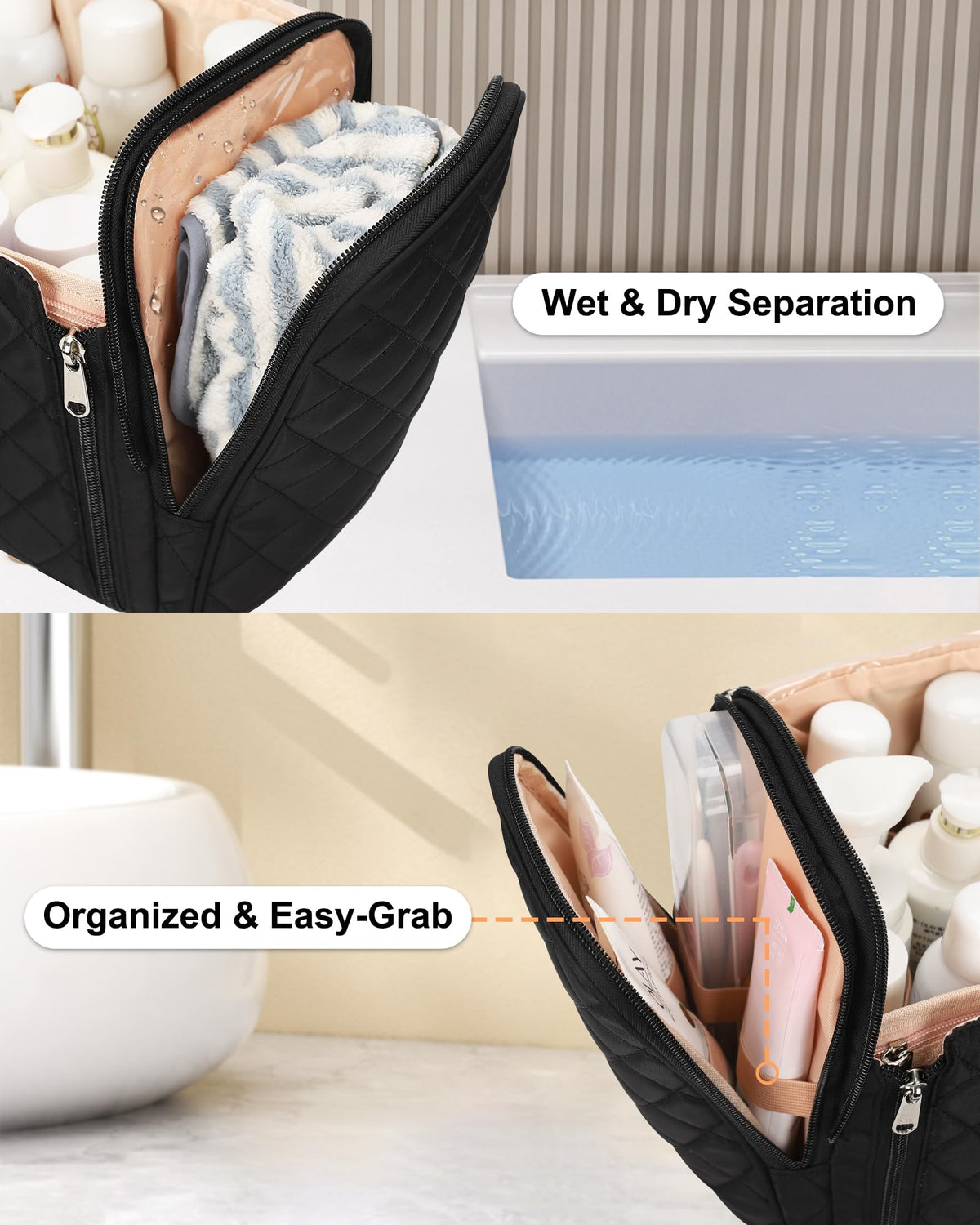 Wet-dry pocket on TANTO bag keeps damp items separate.