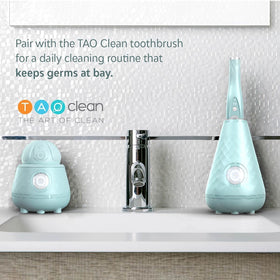 Tao Clean Ona built‑in dryer helps keep bristles mildew‑free after cleansing.
