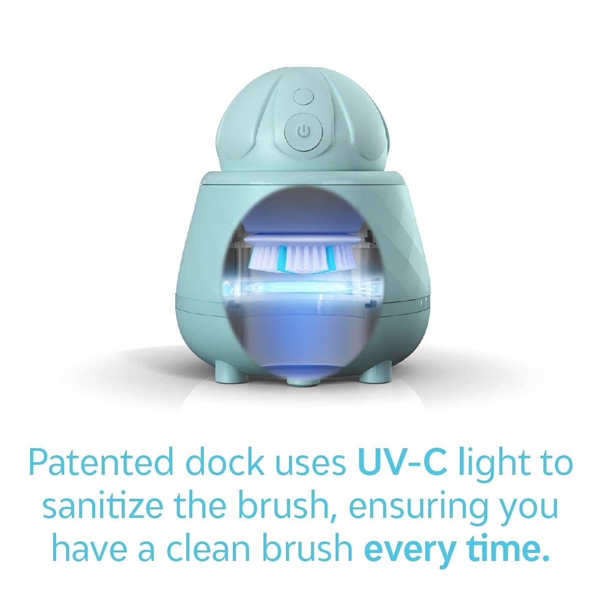 Tao Clean Ona Halo UV-C lamp sterilizes the brush between cleanses.