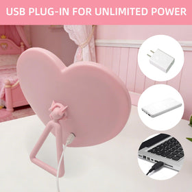 Taolivingmart pink heart makeup mirror lit pink for gentle pretend play.