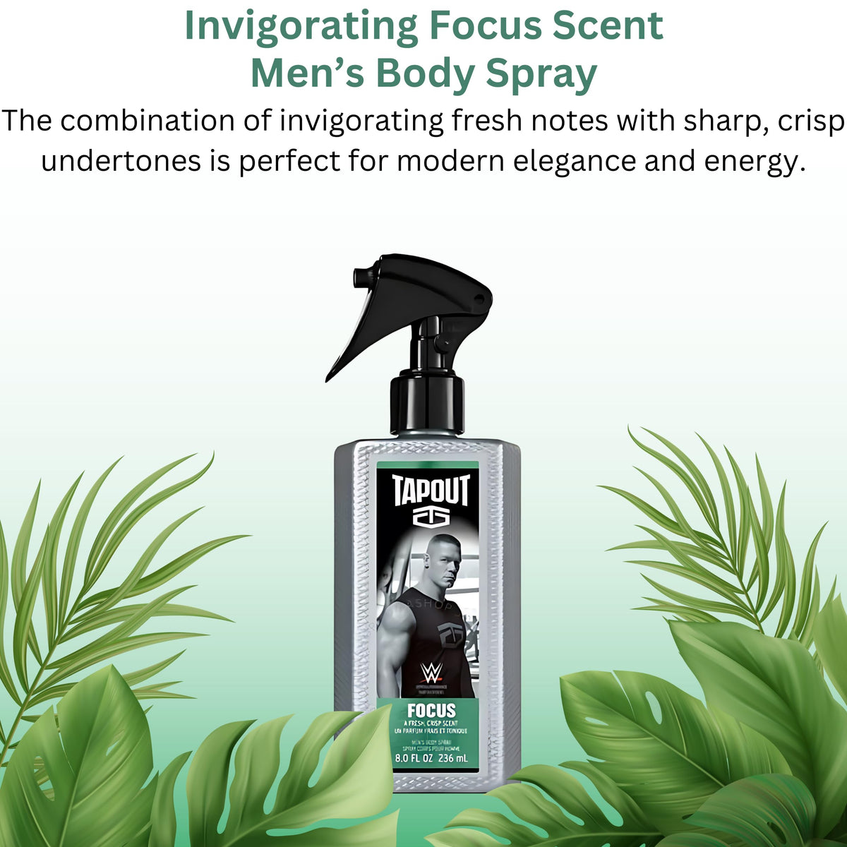 Tapout Focus 8 oz bottle, fresh crisp scent to sharpen your routine.