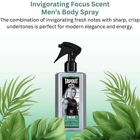 Tapout Focus 8 oz bottle, fresh crisp scent to sharpen your routine.