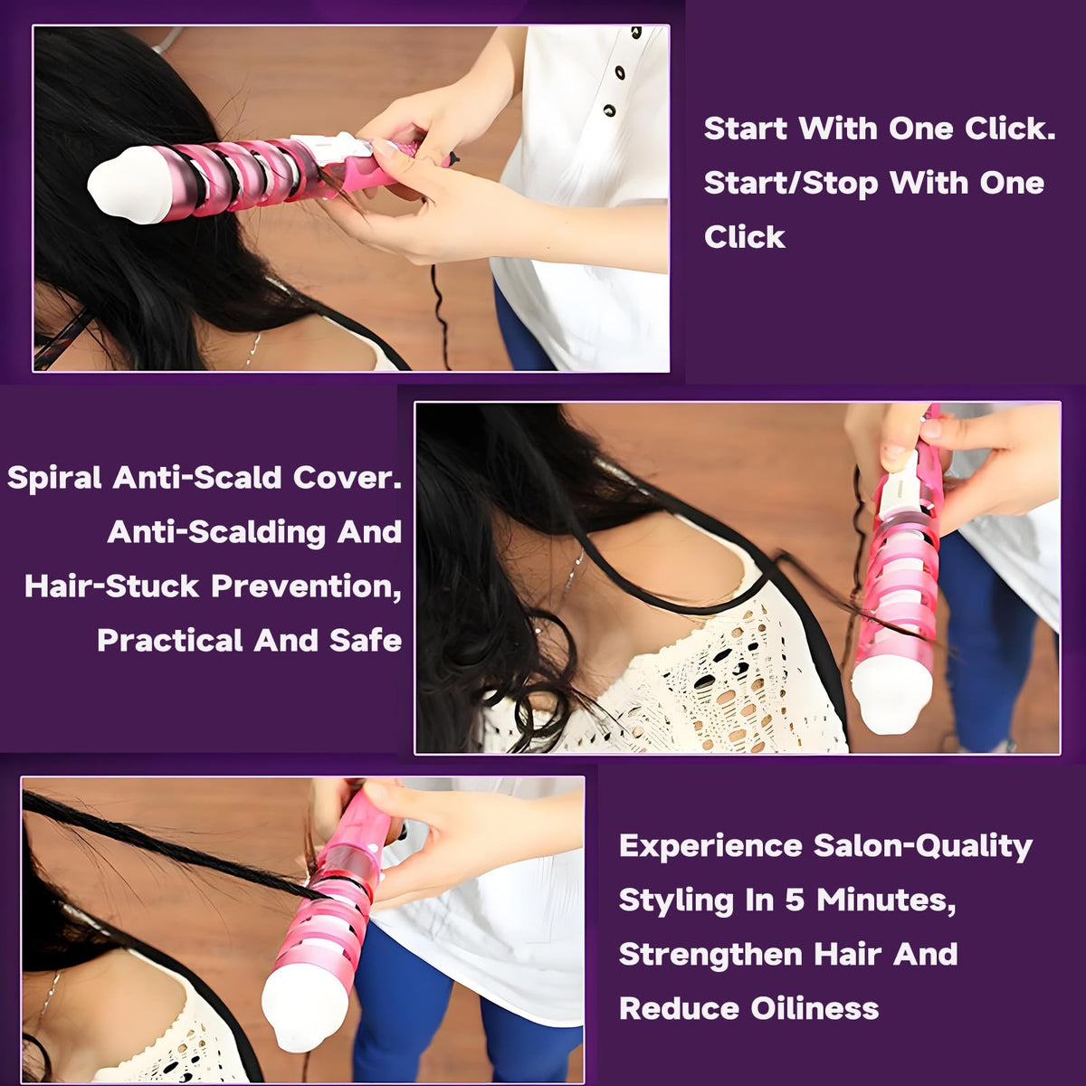 Tarjenle dry-hair friendly spiral wand supports safe styling on dry hair