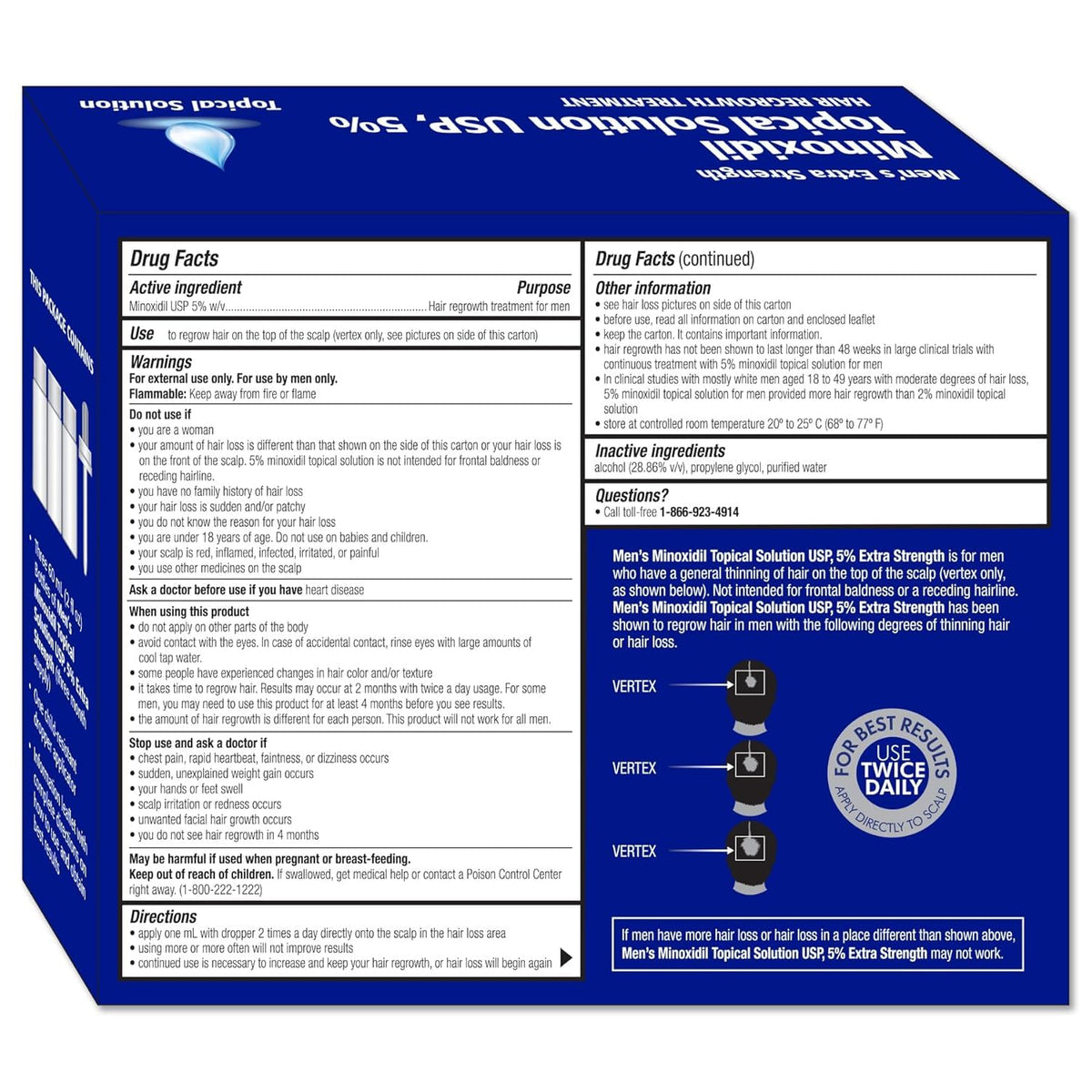 Close-up TARO Minoxidil bottle label with product details