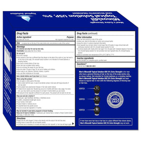 Close-up TARO Minoxidil bottle label with product details