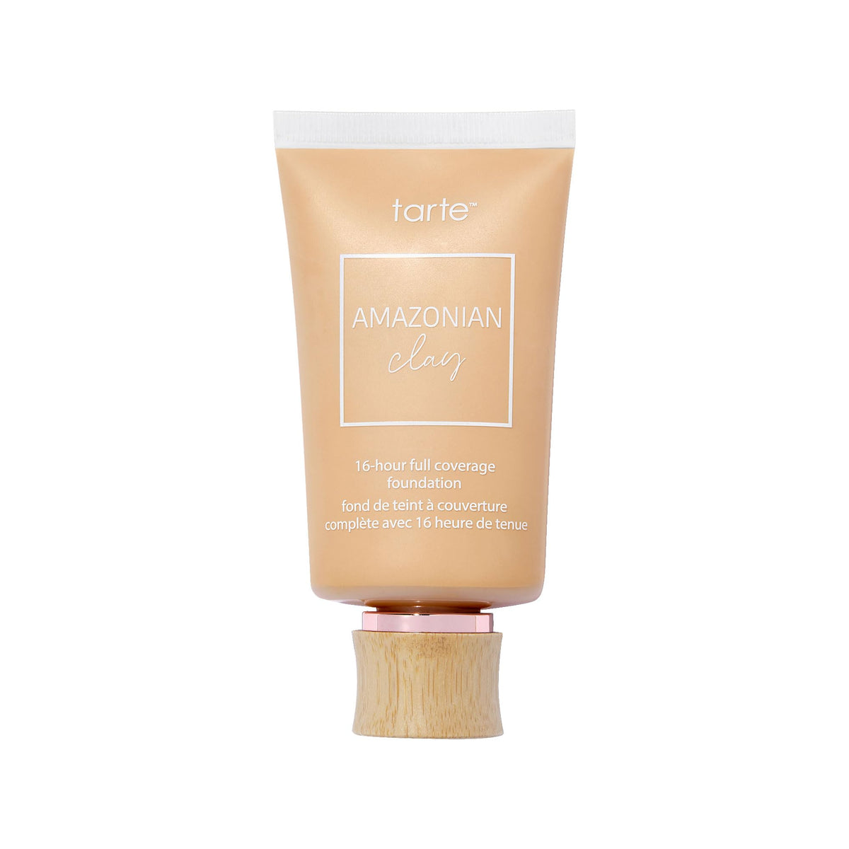 tarte Amazonian clay foundation bottle with soft matte finish and long wear.