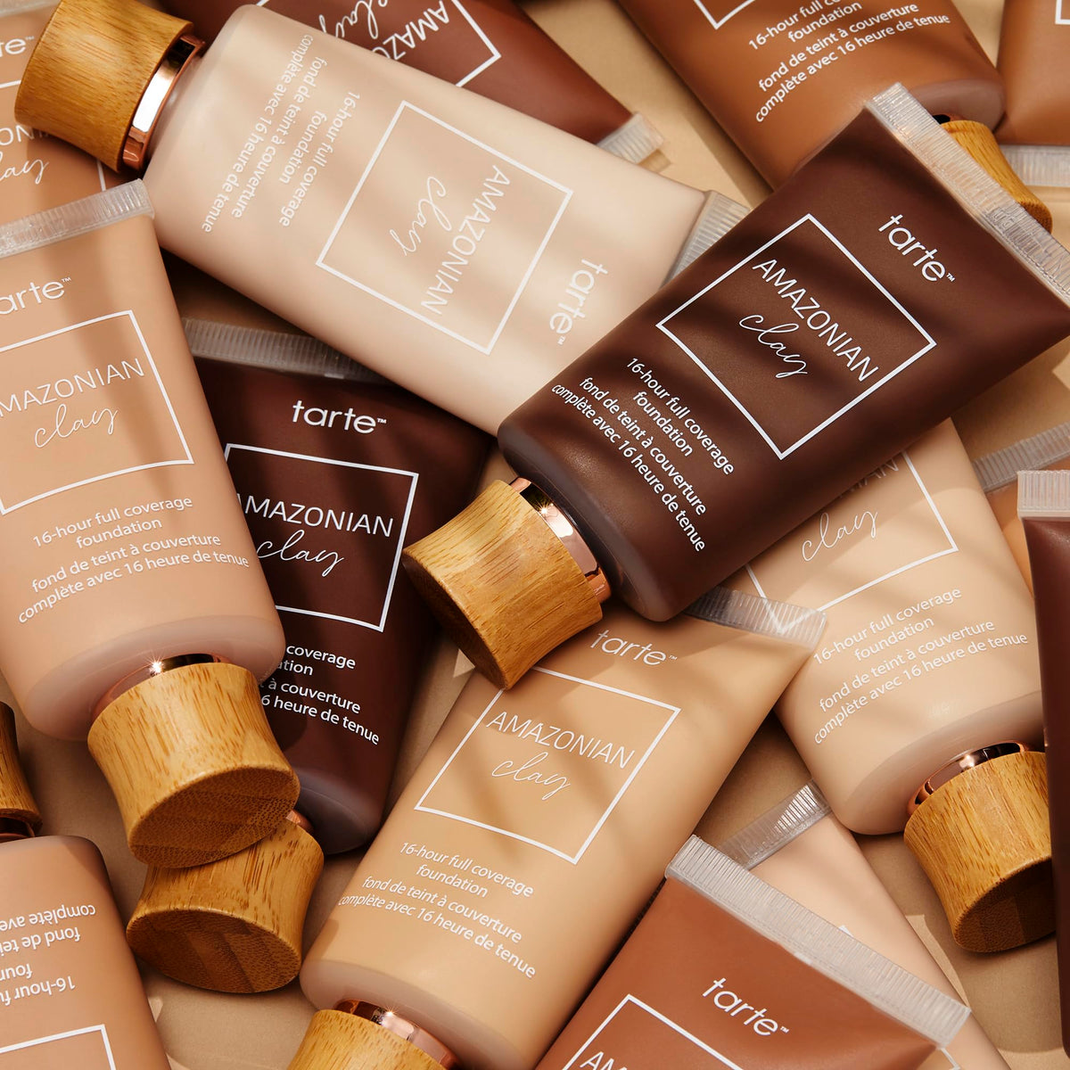 tarte Amazonian Clay 16H foundation application with brush for even layer