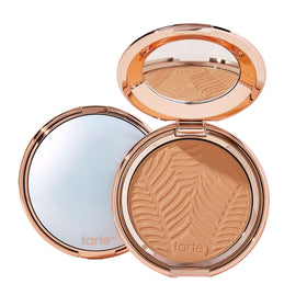 tarte Amazonian clay blurring powder foundation bottle with a natural matte finish for daily wear.