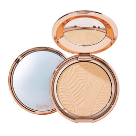 tarte Amazonian clay blurring powder foundation bottle shows shade for natural matte finish