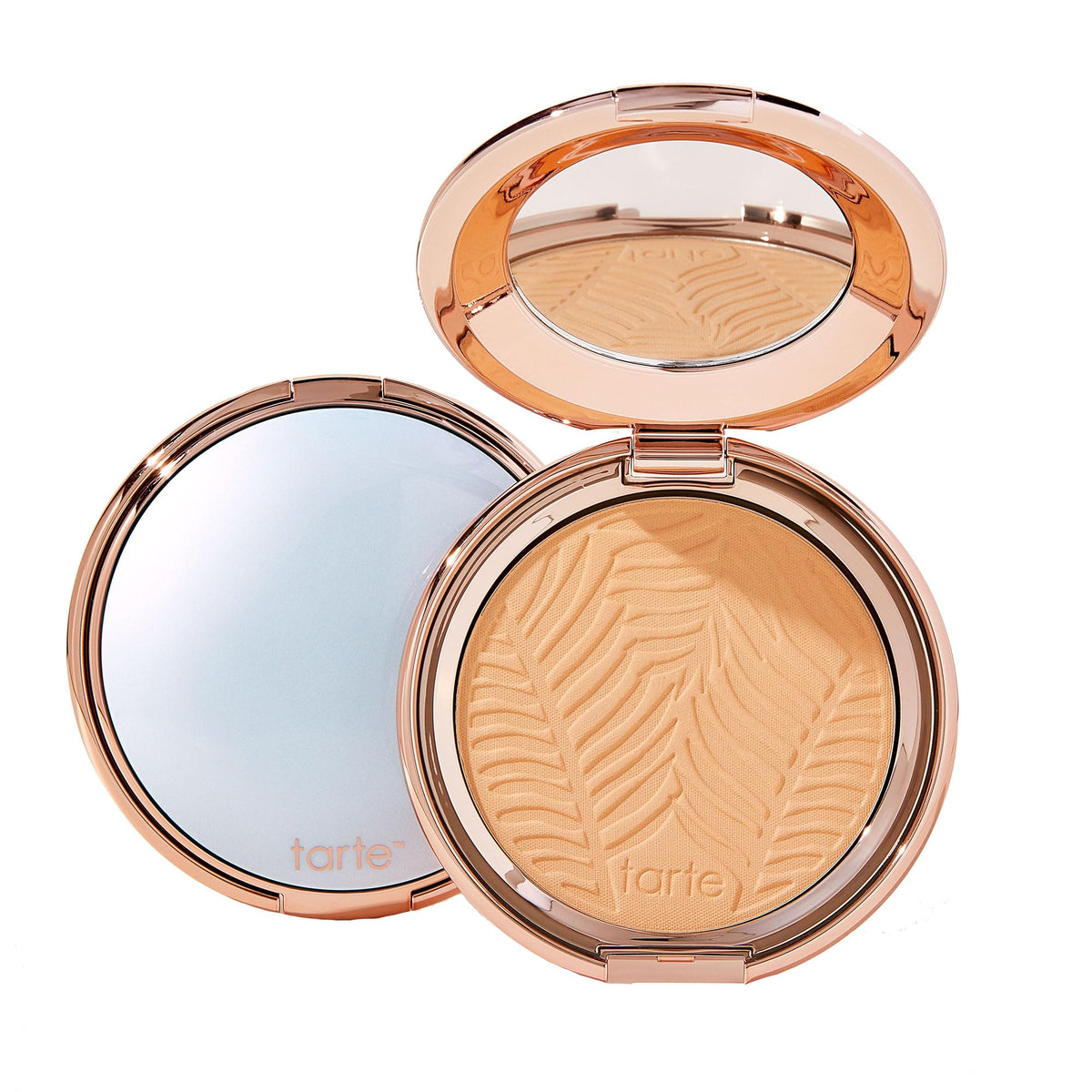 tarte Amazonian Clay Blurring Powder Foundation swatch demonstrates smooth, natural-looking coverage