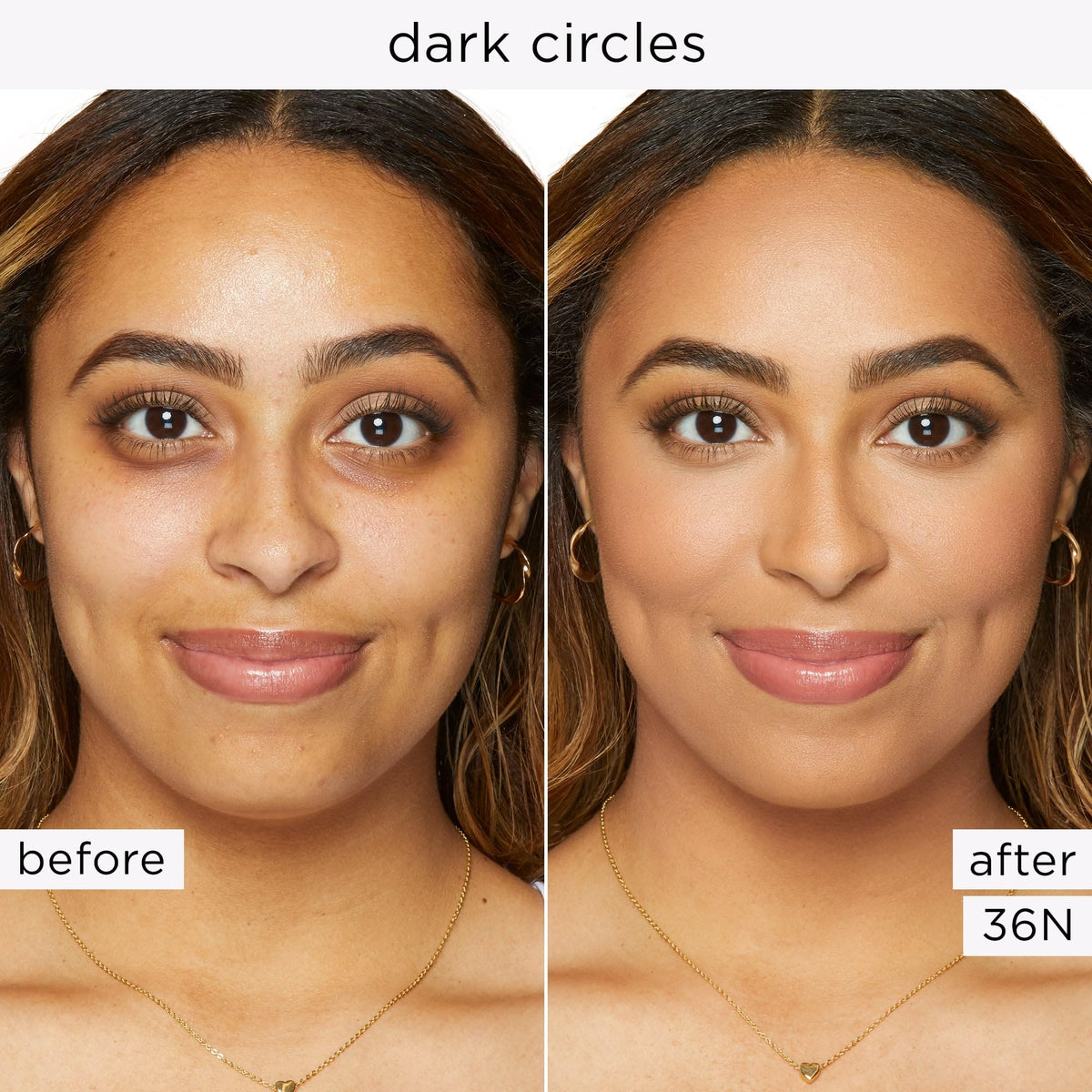 tarte Amazonian clay blurring powder close-up shows smooth skin and reduced visible pores.